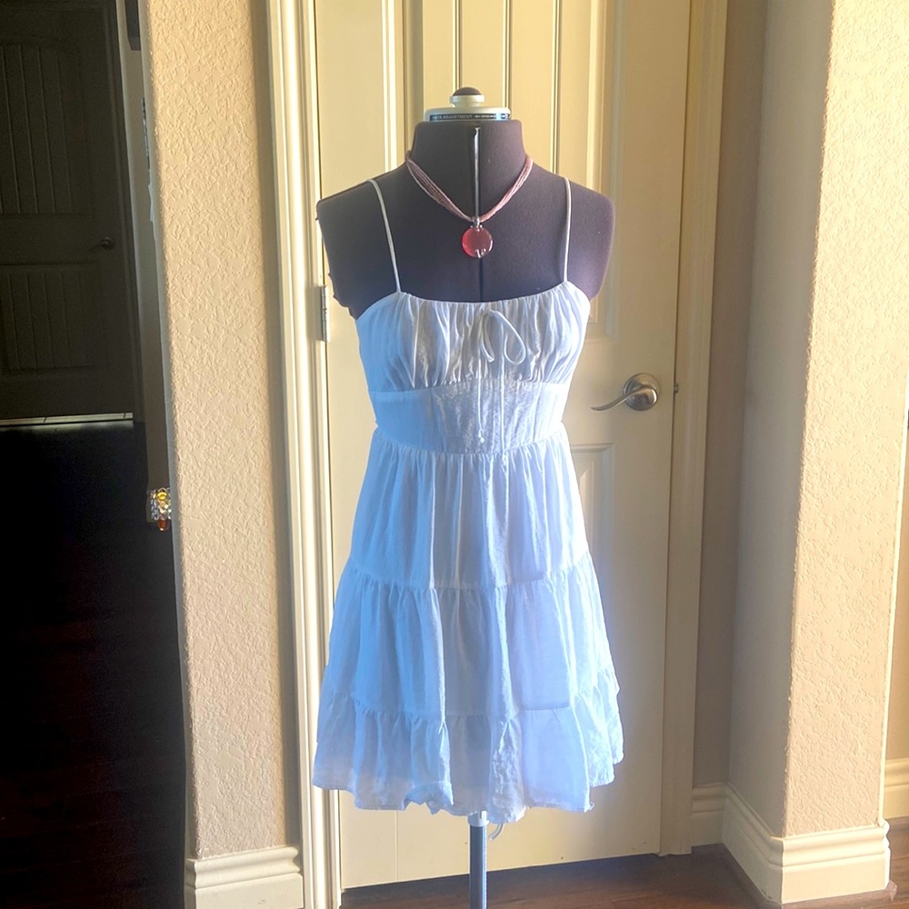 Beautiful White Tie-Back Dress with Adjustable Straps